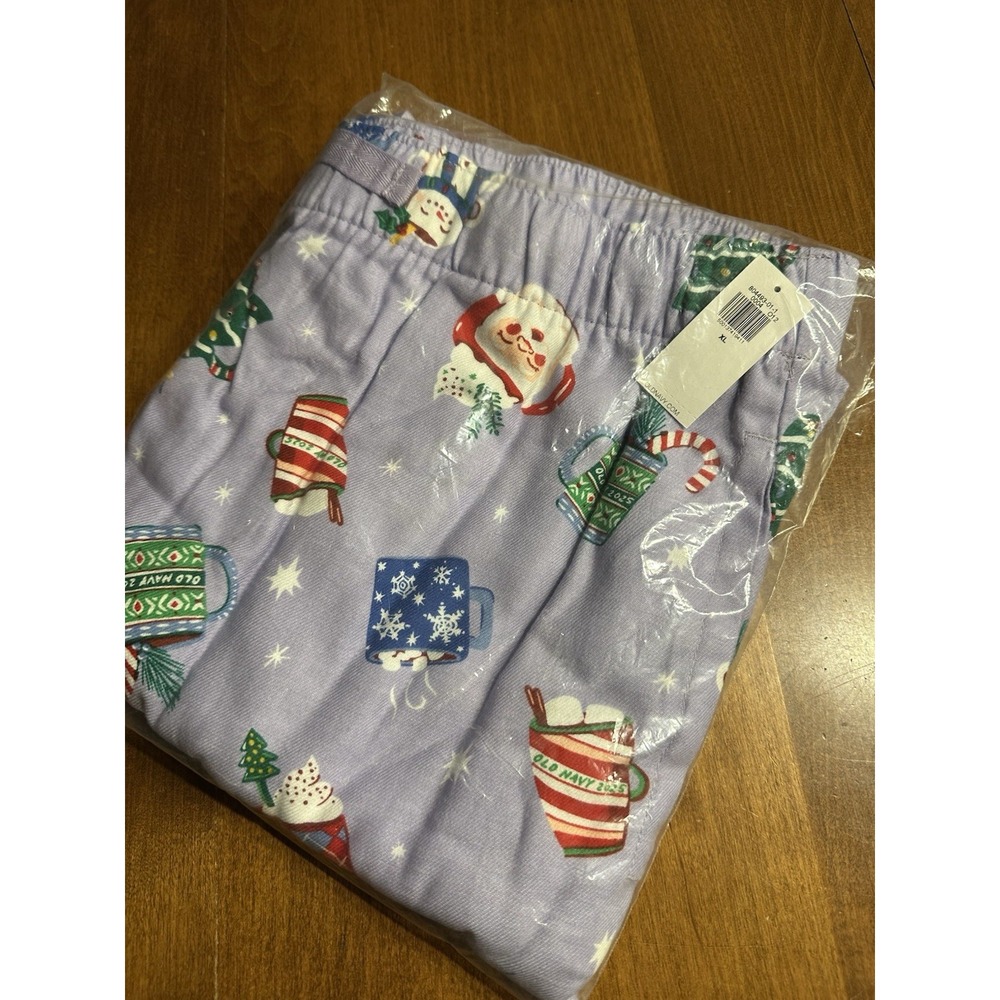 Old Navy Men's Flannel Pajama Pants BL1 Purple Mugs (Match The Fam!) Size XL NWT